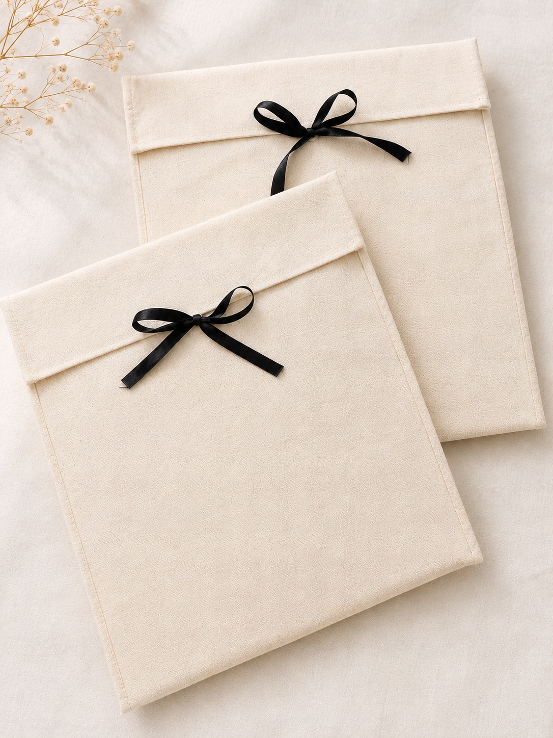 Cotton Flap Cover
With Satin Ribbon